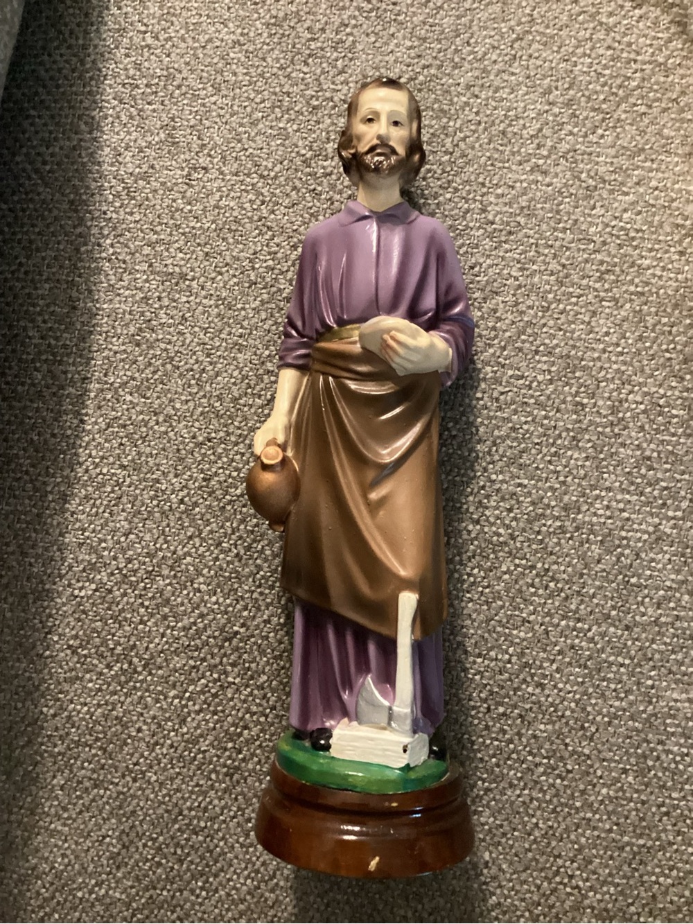 Hand-Painted Religious Figurine - St. John the Worker 12”